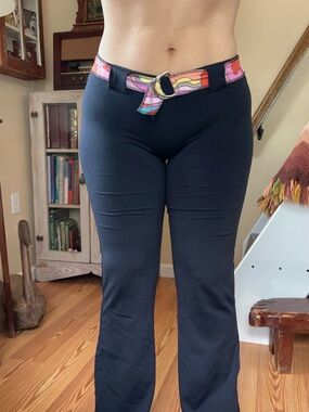 Vintage Y2K Pezzi Low Rise Flare Leggings Pastel Belt Yoga Pants Size Small